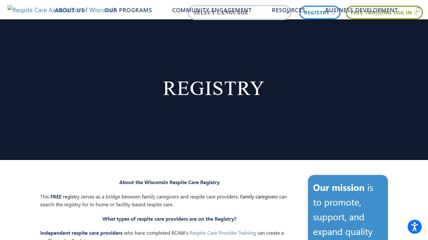 Respite Care Association of WisconsinWisconsin Caregiver Registry Find a Respite Provider RCAW